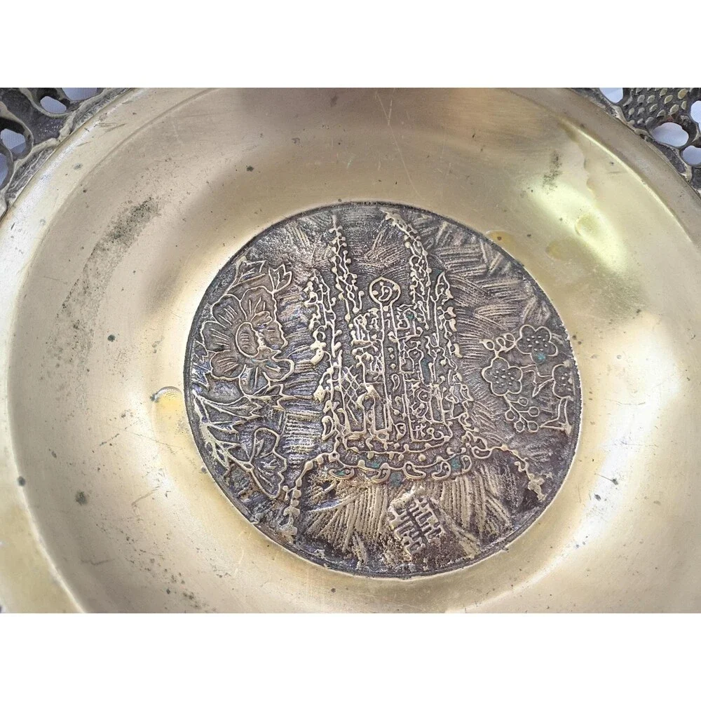 Vintage Brass Relief Plate from Korea